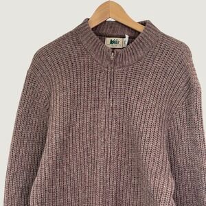 REI Quarter Zip Wool Blend Sweater XL Brown VTG Gorpcore Ribbed Knit Pullover